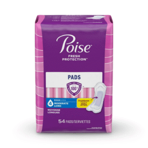 Poise Incontinence Pads for Women – 4 Drop Moderate Absorbency, Long Length (54 Count )