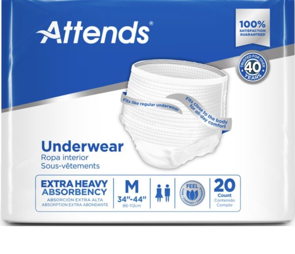 Attends Extra Heavy Absorbency Protective Underwear – Medium (34"–44")