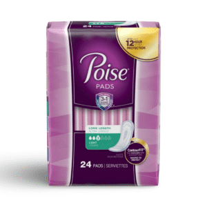 Poise Incontinence Pads for Women – 3 Drop Light Absorbency, Long Length (24 Count)