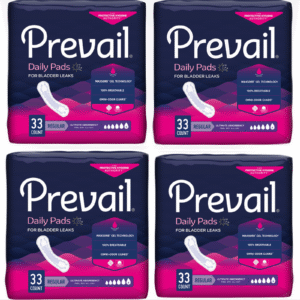 Prevail Incontinent Pads for Women – Ultimate Absorbency, Long Length (16"), 132 Count
