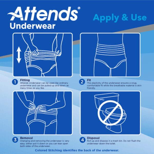 Attends Extra Heavy Absorbency Protective Underwear – Medium (34"–44") - Image 2