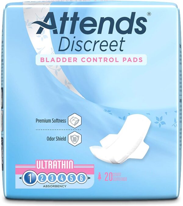 Attends Discreet Ultrathin Bladder Control Pads with Wings – 9" Length, Light Absorbency, 20 Count - Image 5