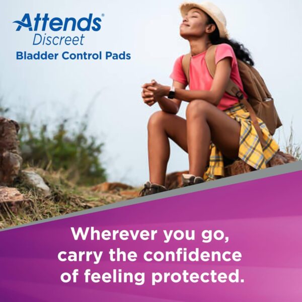 Attends Discreet Moderate Bladder Control Pads – 10.5" Length, 20 Count - Image 7