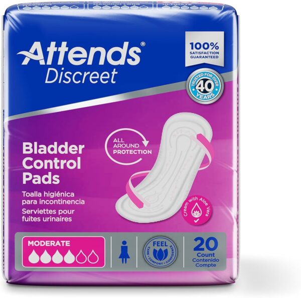 Attends Discreet Moderate Bladder Control Pads – 10.5" Length, 20 Count - Image 3