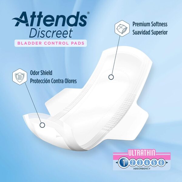 Attends Discreet Ultrathin Bladder Control Pads with Wings – 9" Length, Light Absorbency, 20 Count - Image 4