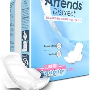 Attends Discreet Ultrathin Bladder Control Pads with Wings – 9" Length, Light Absorbency, 20 Count
