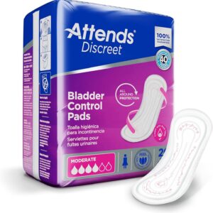Attends Discreet Moderate Bladder Control Pads – 10.5" Length, 20 Count