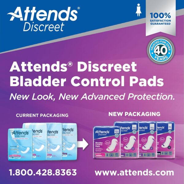 Attends Discreet Moderate Bladder Control Pads – 10.5" Length, 20 Count - Image 4